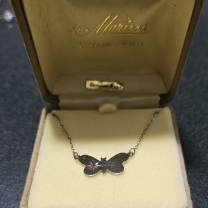 Sterling Silver Butterfly Necklace with Ruby Accent